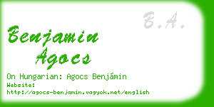 benjamin agocs business card