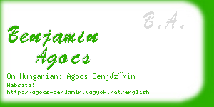 benjamin agocs business card